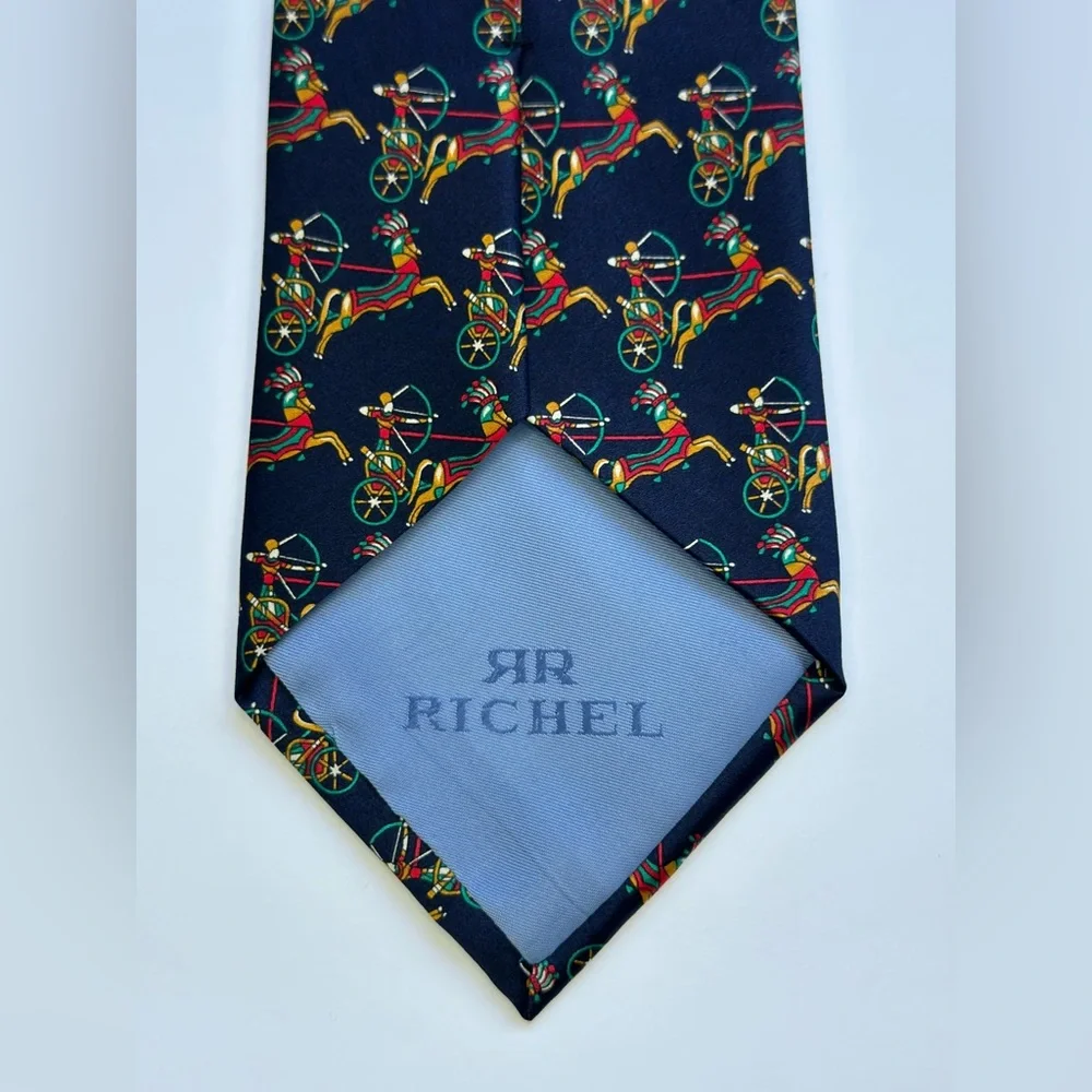Vintage Neiman Marcus Designer Collections Silk Tie-Richel Equestrian - Picture 3 of 10